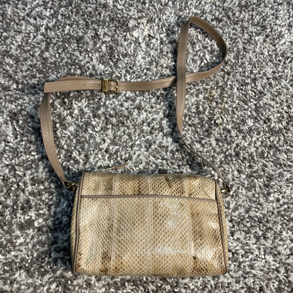Authentic Vintage Towanny Beige Snake Skin Small Crossbody Bag